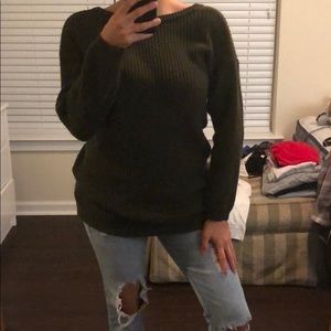 Lulu’s Olive Green Low Back Sweater